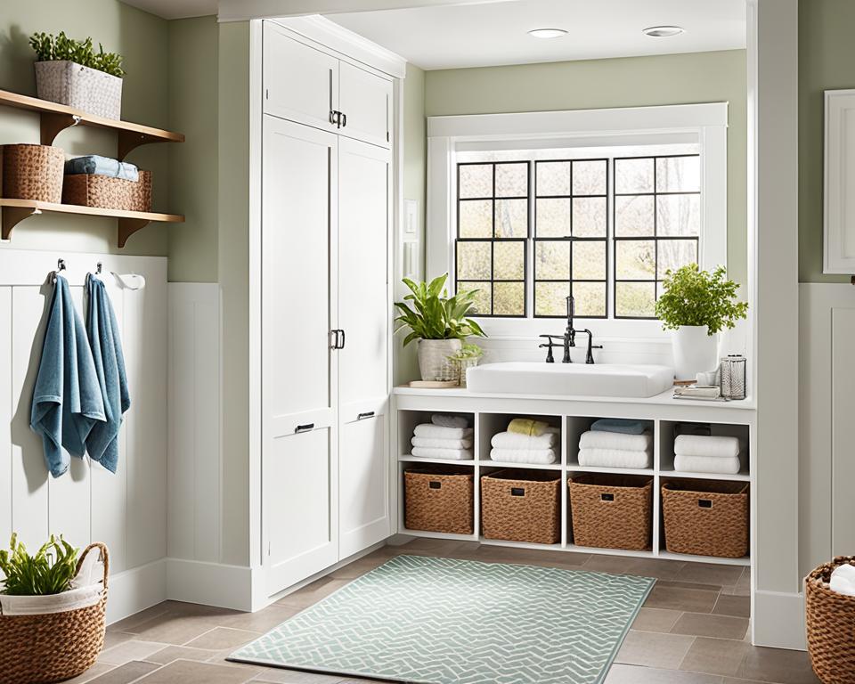 Mudroom bathroom organization