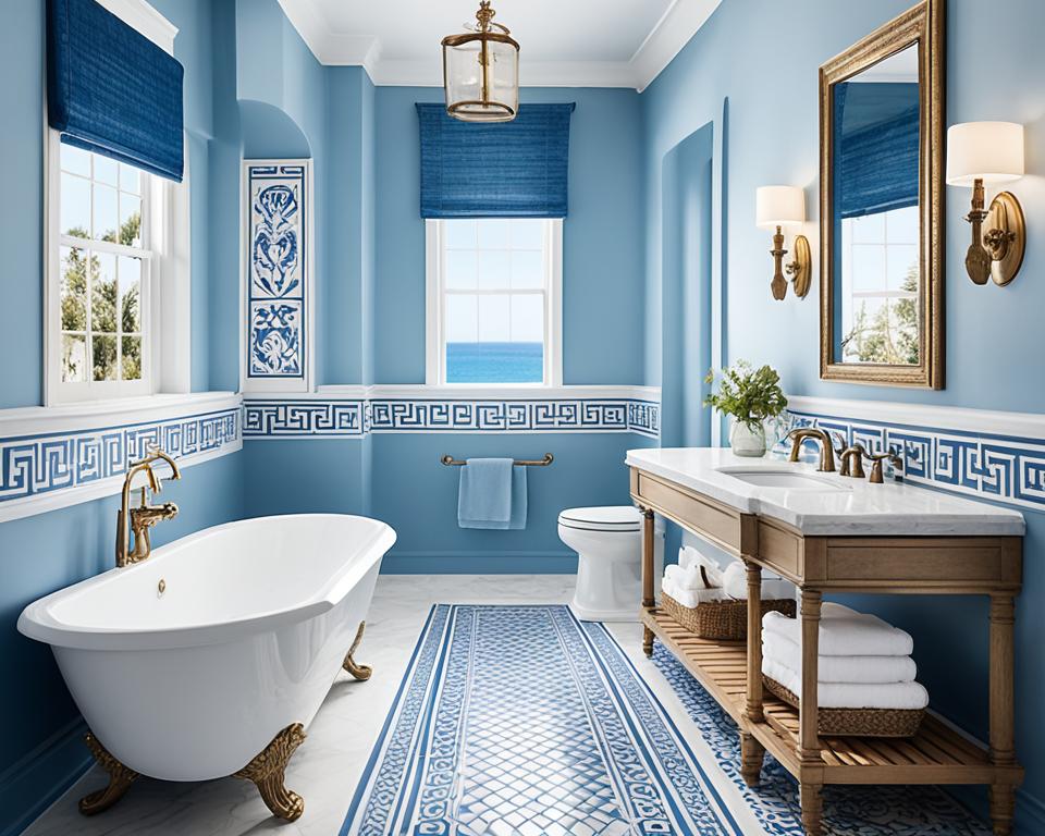 blue and white bathroom colors