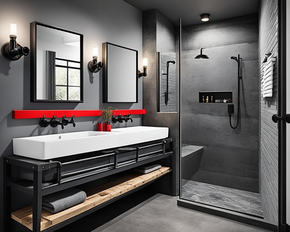 industrial-themed bathroom decor