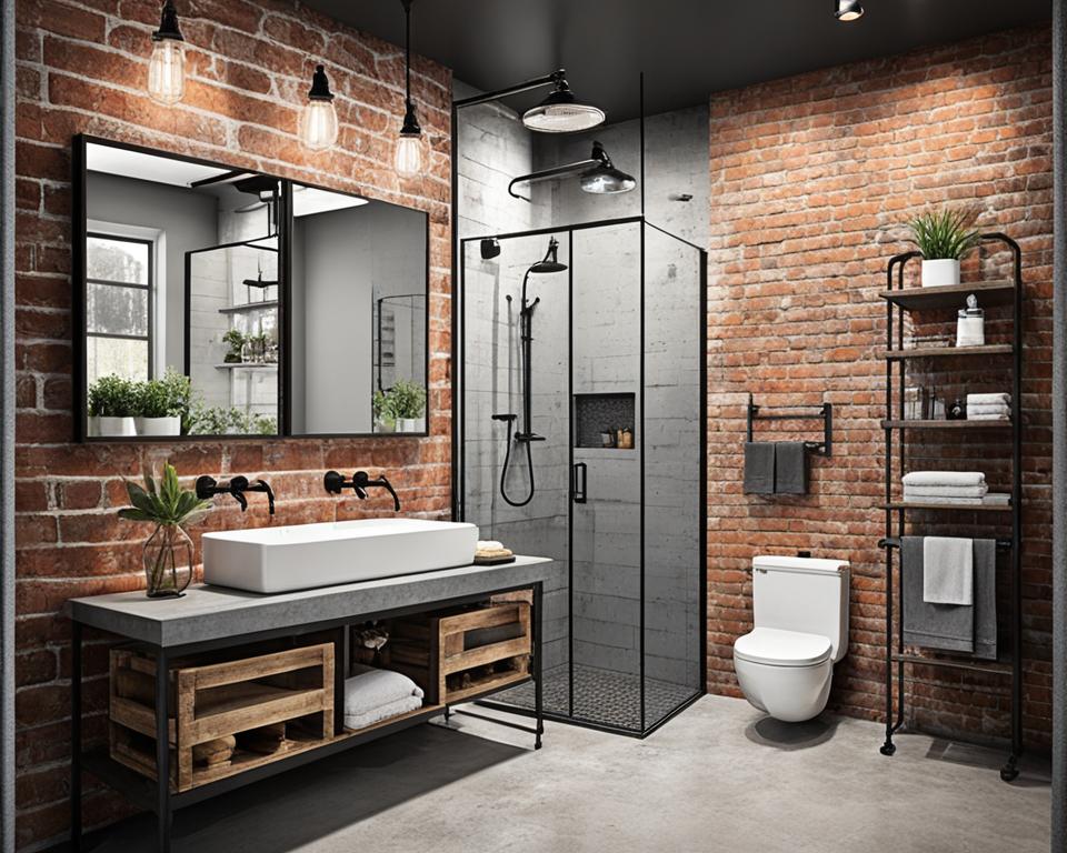 industrial-themed bathroom decor